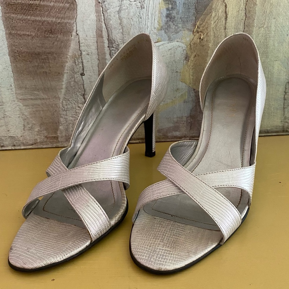 Ralph Lauren leather silver heels